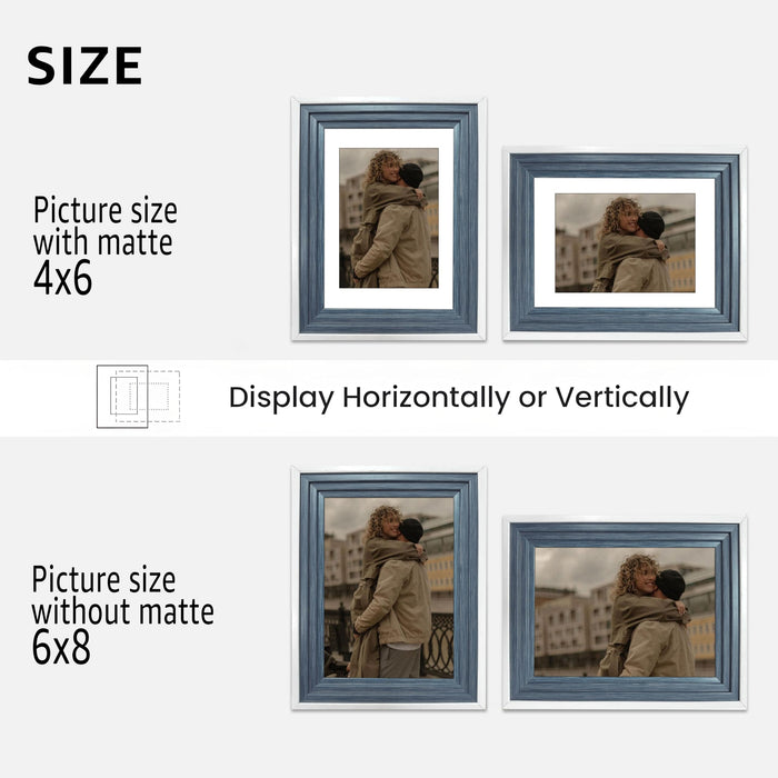 Art Street Luxury Photo Frame for living room, Modern Step Design Photo Frames for Photograph, Art Work, Kids Room Set of 9 (6x8 Inch, Blue)
