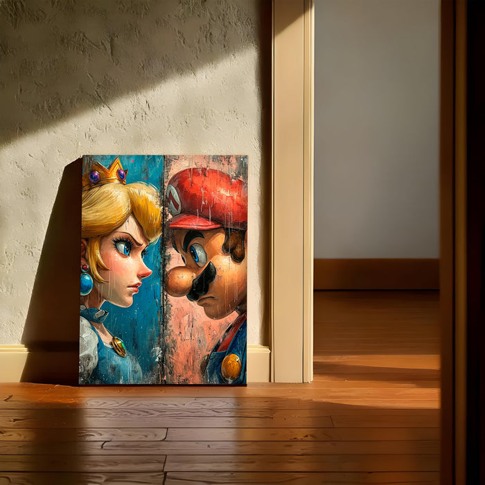 Classic Cartoon Face-Off Pop Art Stretched Canvas Painting Print| Retro Game-Style Wall Art | Modern Character Portrait Artwork for Home & Office Décor, 41x56 cm