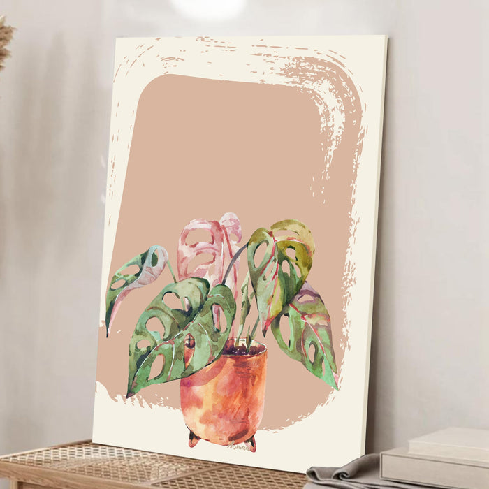 Abstract Botanical Plant Stretched Canvas Wall Art Modern Boho Illustration Painting for Home & Office Wall Decor, (16x22 Inch)