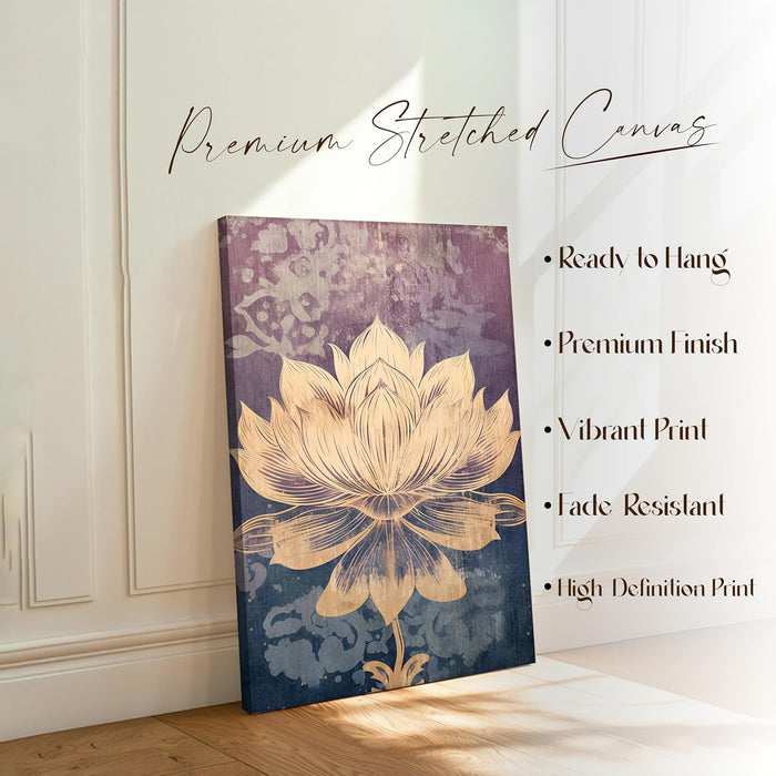 Abstract Stretched Canvas Multicolor Wall Art Painting Lotus Indian Folk Digital Painting ‰ÛÒ 22x34 Inch