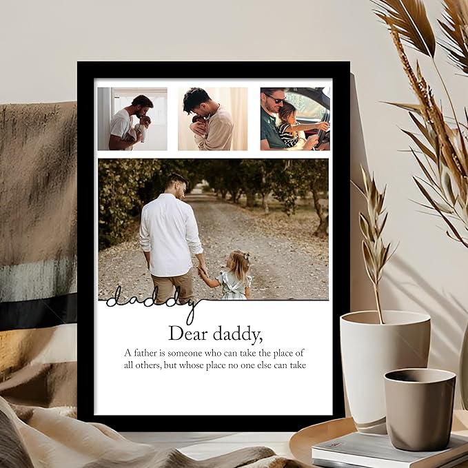 SNAP ART Customized Father's Day Gift for your DAD with Collage print along with Text, Photo Frame With Photo Upload (9.2x12.6 Inch)
