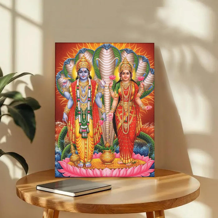 Spiritual Stretched Canvas Pooja room Temple Wall Art Print Painting on Stretchd-Canvas Suits for Pooja-room, Mandir, Hallways, Living Room, Office (30x41 CM)