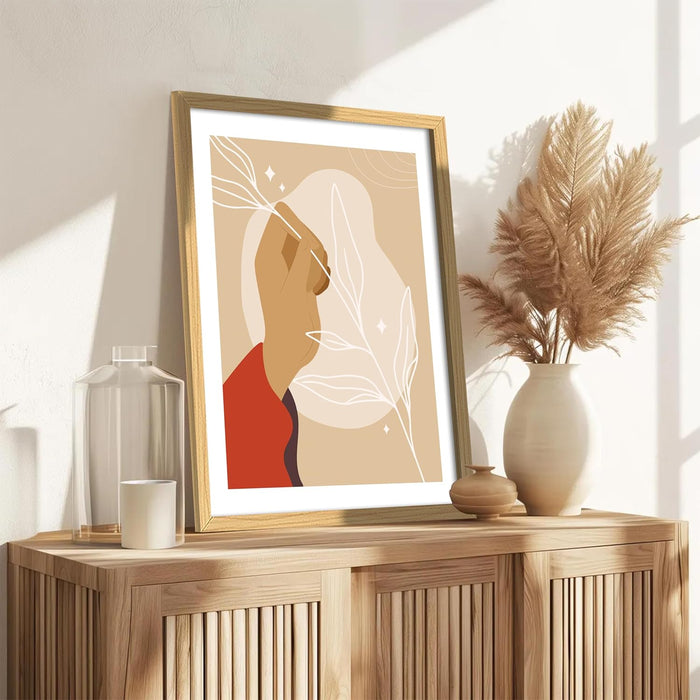 Boho Plant Minimalist Wall Painting, Bohemian Large Wall Art Painting (16.9x22.9 Inches)