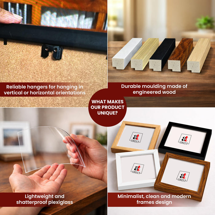 Art Street Family Photo Frame Set of 6 for Wall Decor, Wooden Finish Collage Picture Frames for Living Room, Bedroom & Home Decoration, Multi-Size Wall Hanging Gallery Frame Set, (Size, 4x6 Inch)
