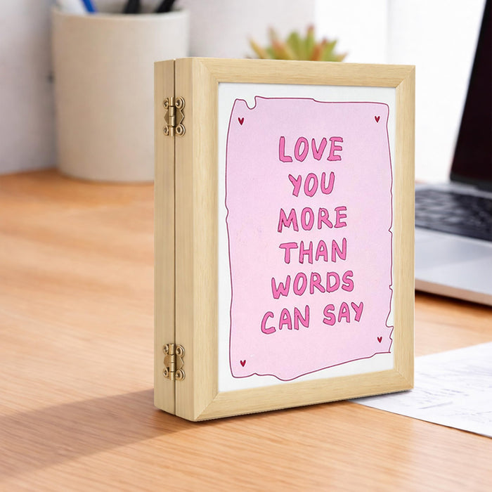 Greeting Card Photo Frame for Couples, Wooden Double Folding Love Photo Frame with Clip, Valentine’s Day Romantic Gift for Boyfriend, Girlfriend, Anniversary Wedding (5.2 x 7.2 Inch, Beige)