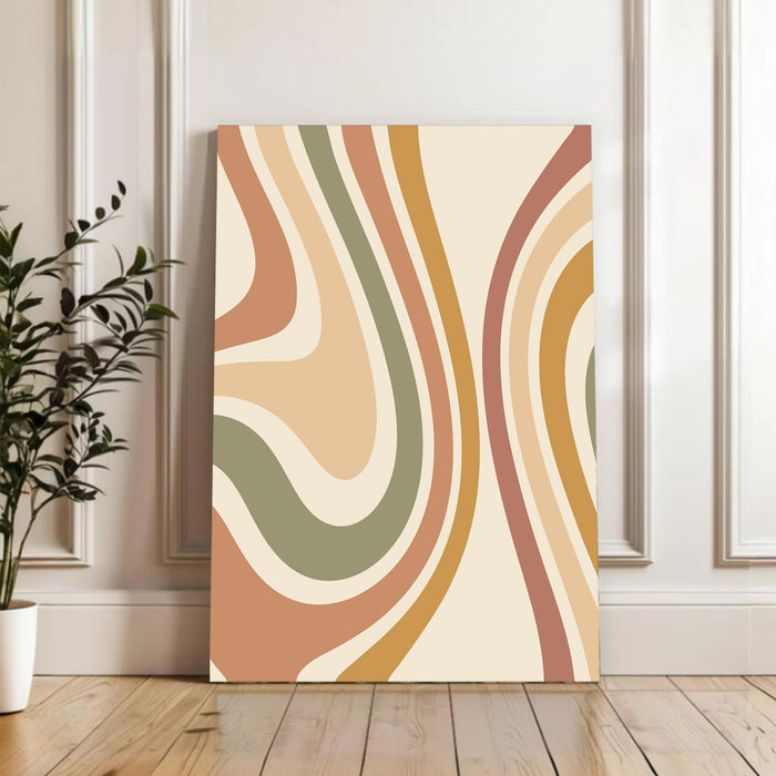 Abstract Rainbow Stretched Canvas Wall Art Modern Boho Illustration Painting for Home & Office Wall Decor, (16x22 Inch)