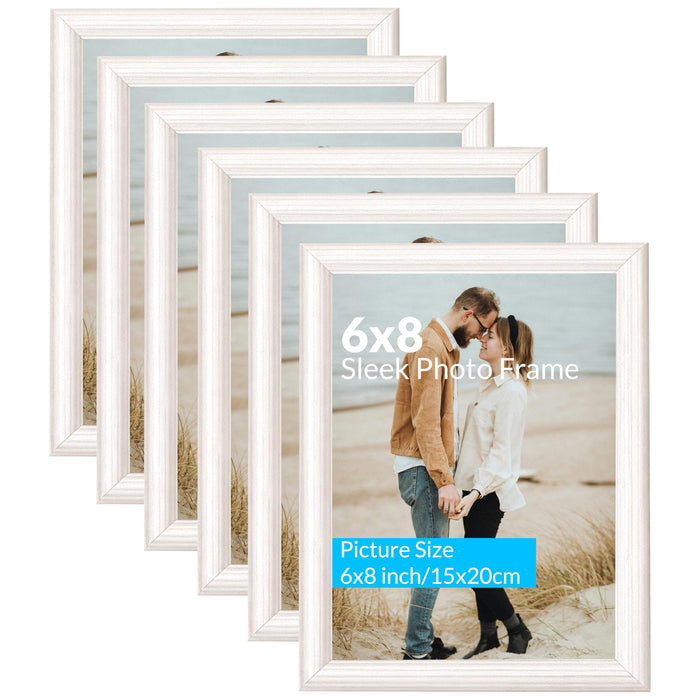 Art Street Picture Photo Frame Set of 6 for Bedroom, Tabletop Frames with Stand, Photo Frames for Couples, Weddings, Home Decor, Portrait or Landscape Display (Beige,6x8 Inch)