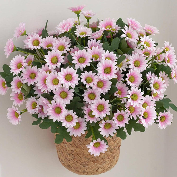 Art Street Artificial Pink Flowers Bunch |Daisy Flowers for Home | Living Room, Valentine Day Décor |Christmas Day, New Year Gift, 7 Head 21 Flowers| Pack of 2|Size 13 INCH, (Without Vase)