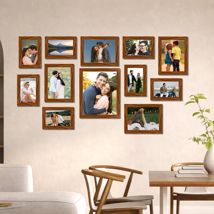 Family Photo Frame Set of 12 for Wall Decor, Wooden Finish Collage Picture Frames for Living Room, Bedroom, Multi-Size Wall Hanging Gallery Frame Set, (7 Set 4x6, 4 Set 6x8, 1 Set 8x10 Inch)
