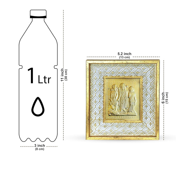 Gold Plated Ram Darbar Photo Frame, Silver and Gold God Photo Frames (6x5 inch)
