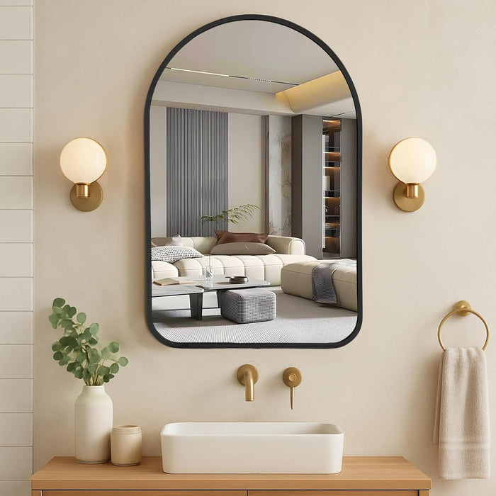 Rectangular Decorative Wall Mirror with Aluminum Metal Frame Black