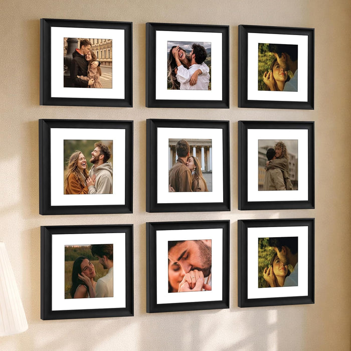 Wooden Cave Design Photo Frame Set of 9 | Black Picture Frames for Photos, Artwork & Certificates | Wall Décor for Living Room & Home (11x14 Inch)