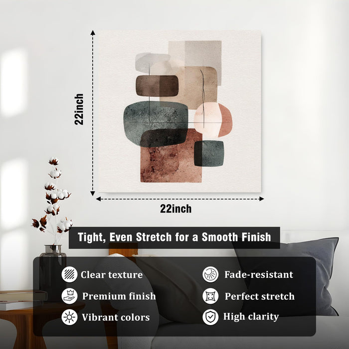 Boho Geometric Circles Stretched Canvas Wall Art Painting For Living Room, Modern Minimalist Abstract Painting for Living Room, Office & Studio (56xx56 cm)