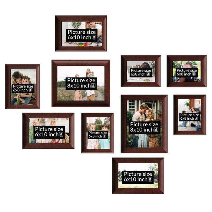 Wooden Gallery Wall Photo Frame Set of 8 | Mixed Size Picture Frames for Family Photos | Wall Décor for Living Room, Bedroom & Home Decoration