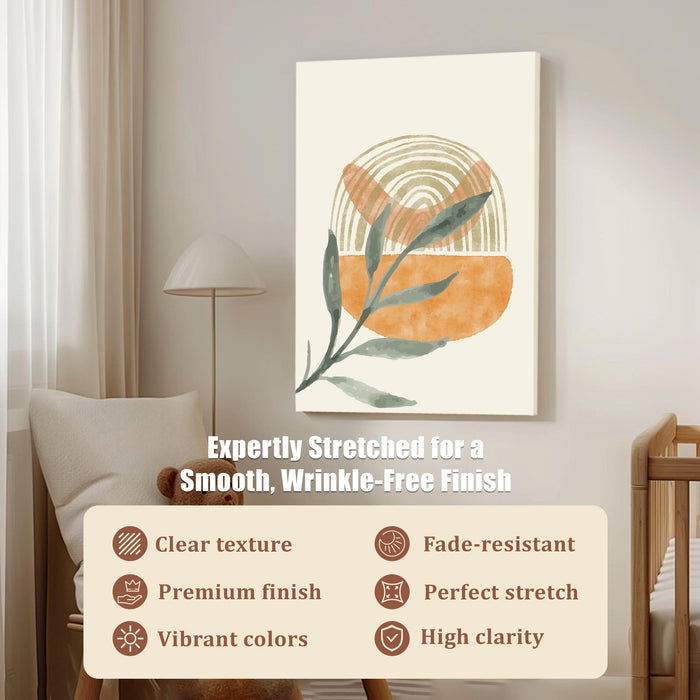 Abstract Plants Stretched Canvas Wall Art Modern Boho Illustration Painting for Home & Office Wall Decor, (16x22 Inch)