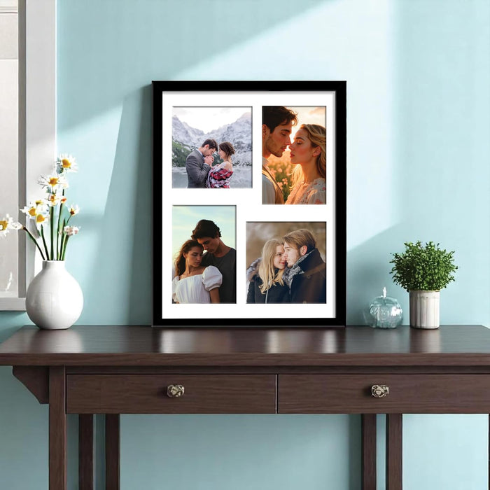Photo Frame Collage 13x13, 10x15 cm Photos Display 4 Openings Wall Mounting Home Décor Multi Opening White Photo-Frame (31x39 cm)