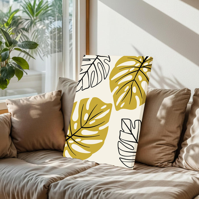 PA Abstract Botanical Leaf Stretched Canvas Wall Art Modern Boho Illustration Painting for Home & Office Wall Decor, (16x22 Inch)