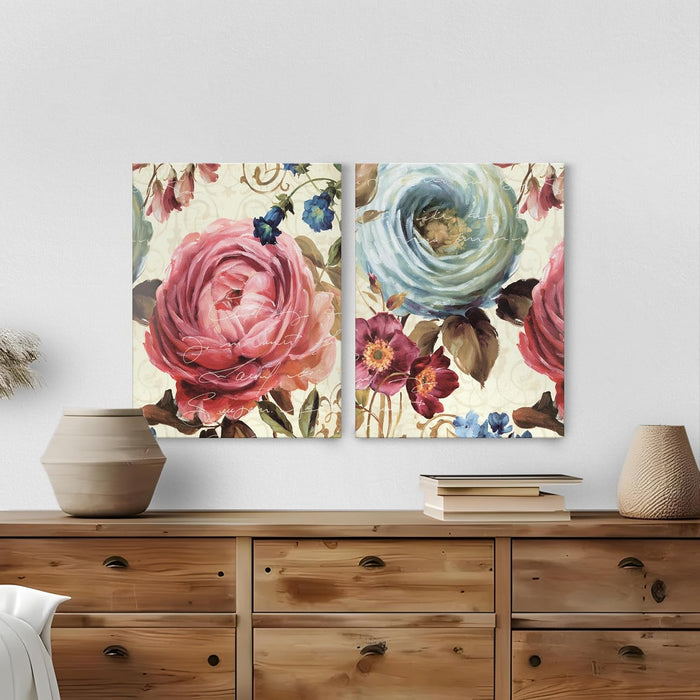 Stretched Canvas Print for Wall Decoration Rose Pack of 2 | Digital Print On Stretched-Canvas (30x41 CM)