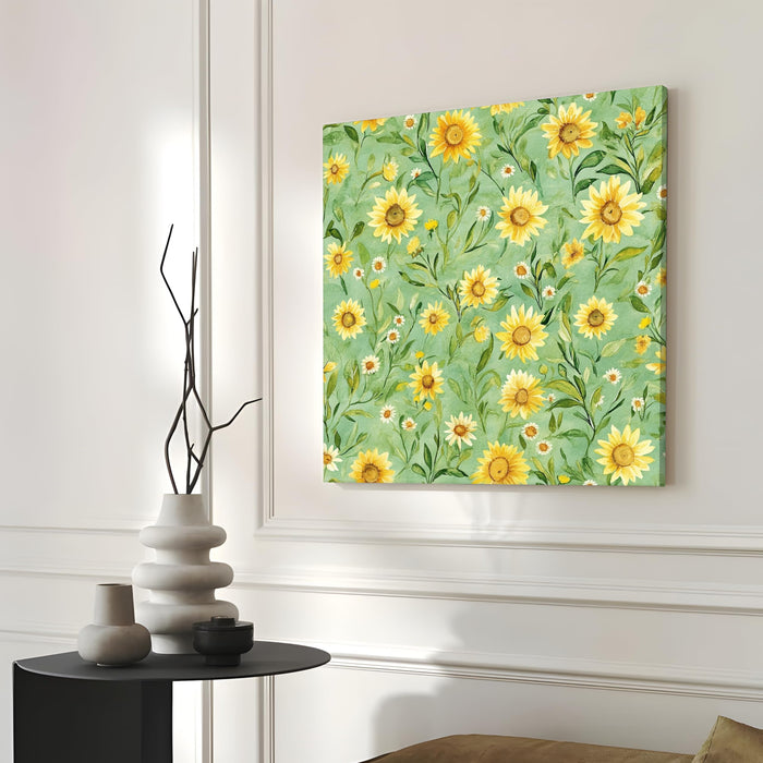 Sunflower Botanical Painting for Wall Decoration | Flower Canvas Wall Painting for Living Room, Bedroom, Home and Office Wall Decor (41x41 Cm)