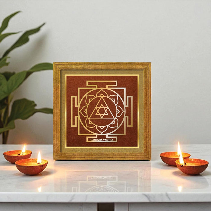 Ganesh Yantra for Vastu | Symbols of Hinduism Ganesh Yantra for Good Luck, Charm Wealth and Protection for Home, Office | Ideal Spiritual Gift for Women and Housewarming (9x9 Inch)