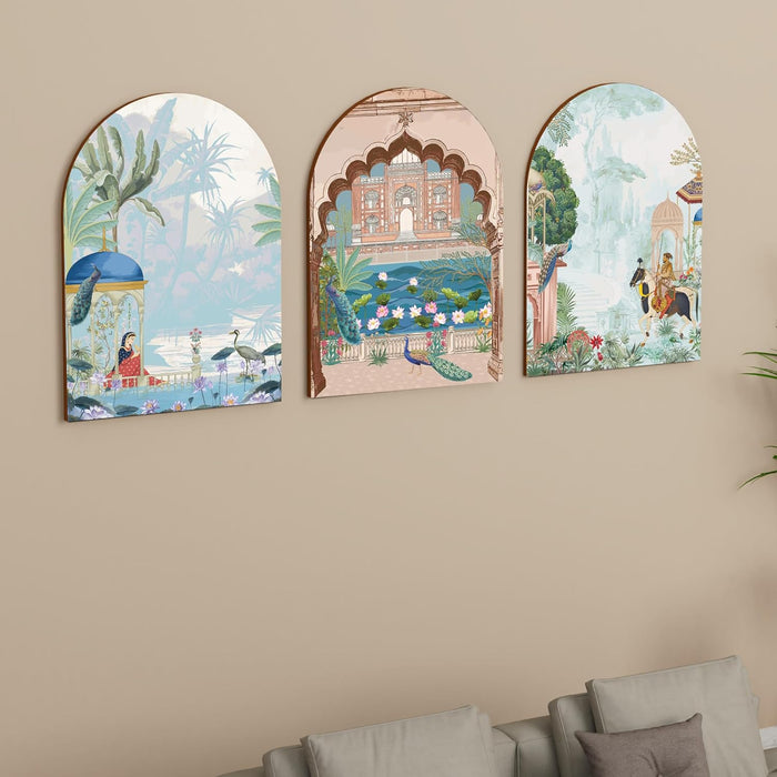MDF Wall Art Prints Tropical leaf, Modern Home Décor (Set of 3, Size: 16x22 Inch)