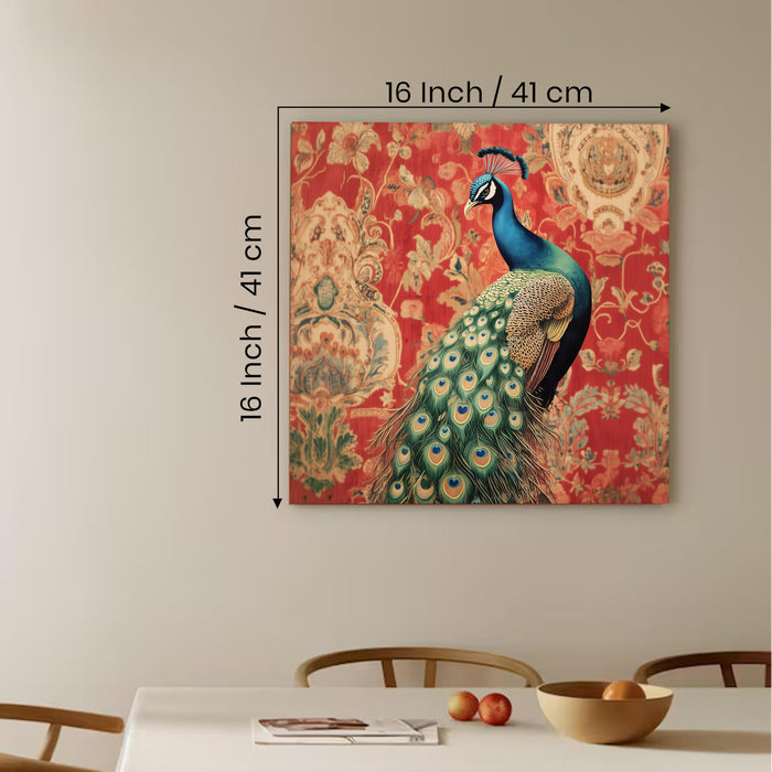 Peacock Vastu Painting for Wall Decoration | Flower Canvas Wall Painting for Living Room, Bedroom, Home and Office Wall Decor (41x41 Cm)