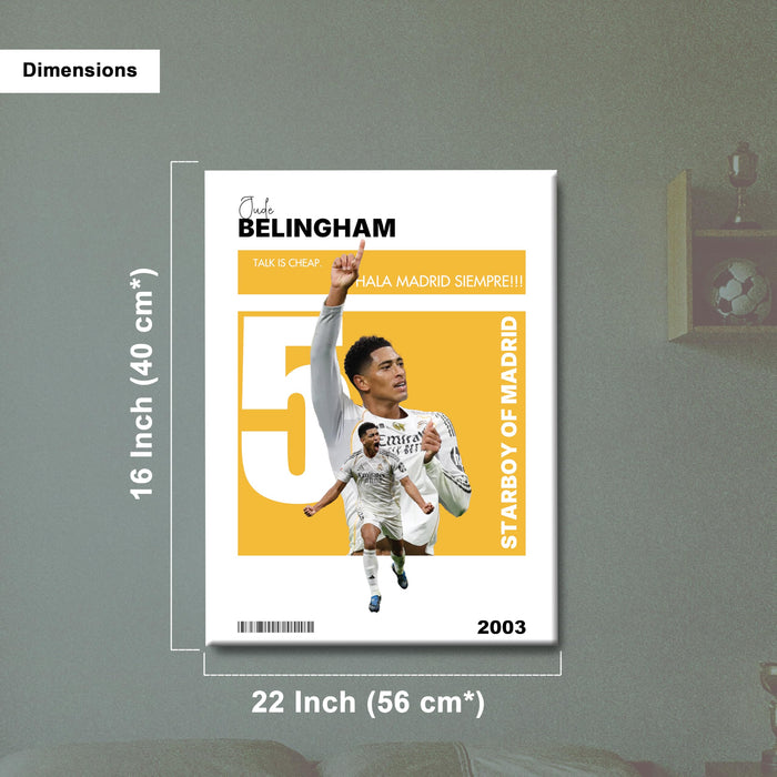Jude Bellingham Real Madrid Football Canvas Painting Poster & Wall Art: This inspiring artwork, a gift for all Los Blancos fans, For Home & Office Decor, 16 x 22 inches.