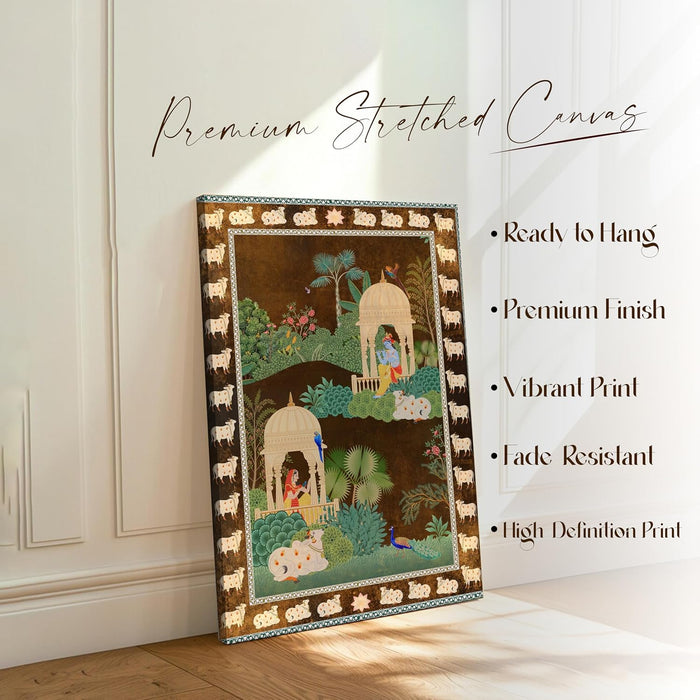 Abstract Stretched Canvas Multicolor Wall Art Painting Radha Krishna Pichwai Digital Painting ‰ÛÒ 22x34 Inch