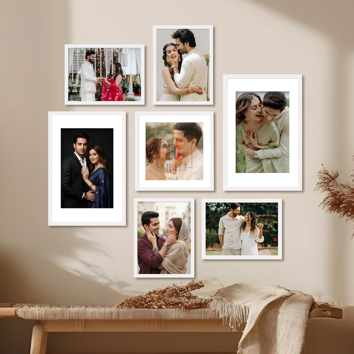 Art Street Photo Frame Set of 7 White Wall Decor Collage Display Hanging Family Picture Frames Gallery Collection Decor Items Wall Mount Frames Birthday Anniversary Gift, 8x12, 12x12 and 12x16 In