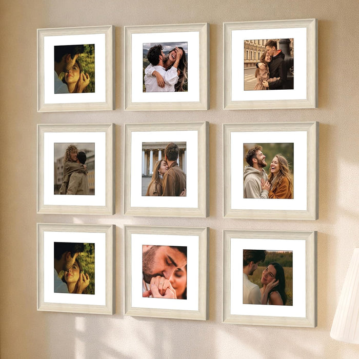 Wooden Cave Design Photo Frame Set of 9 | Black Picture Frames for Photos, Artwork & Certificates | Wall Décor for Living Room & Home (11x14 Inch)