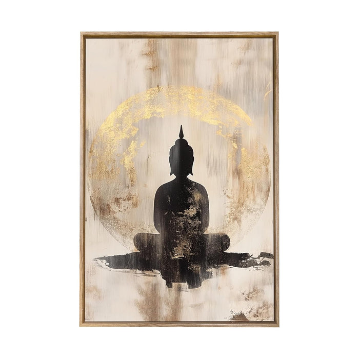 Large Canvas Painting Panel Framed Wall Art Print Buddha Framed Luxury Paintings for Home Décor (Black, 23x35 Inch)