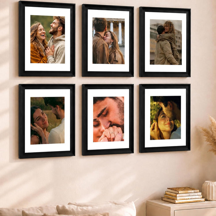Premium White Photo Frame Set of 6 for Living Room | Classic Wooden Picture Frames for Photos, Artwork & Kids Room | Wall Décor (8x10 Inch)