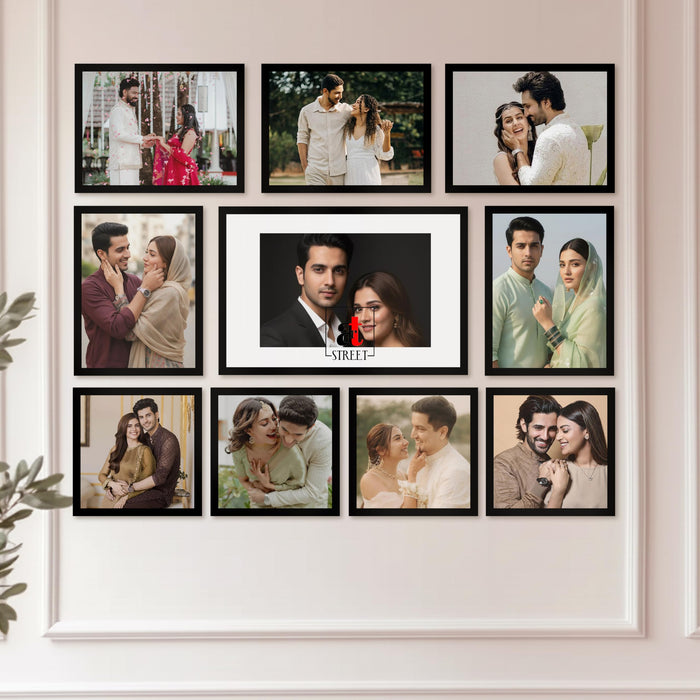 Art Street Photo Frame Set of 10 Black Wall Decor Collage Display Hanging Family Picture Frames Gallery Collection Decor Items Wall Mount Frames Birthday Anniversary Gift, 8x8, 8x12 and 12x16 In