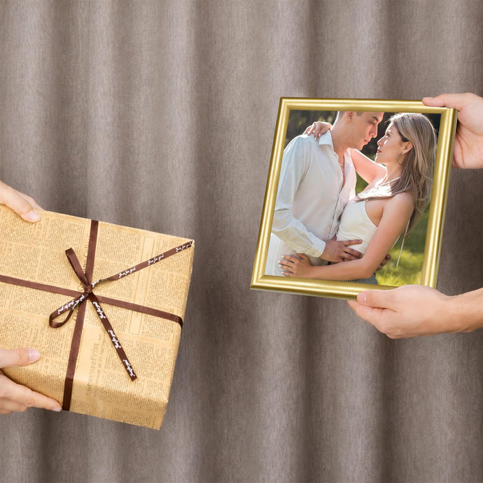 Art Street Picture Photo Frame Set of 6 for Bedroom, Tabletop Frames with Stand, Photo Frames for Couples, Weddings, Home Decor, Portrait or Landscape Display (Golden, 8x8 Inch)