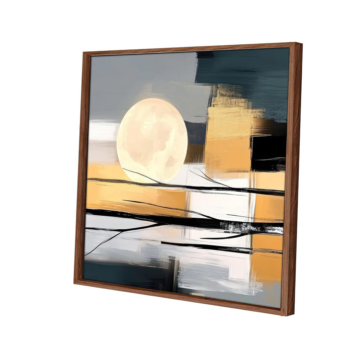Large Framed Canvas Painting Geometric Wall Art Print, Decorative Modern Paintings For Home (Gold, Size 23x23 Inch)