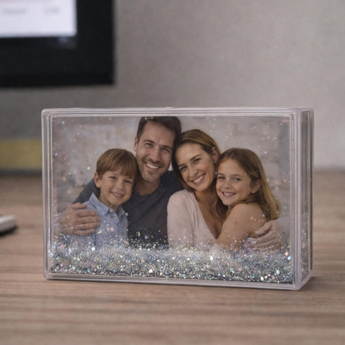 Art Street Silver Glitter Magnetic Photo Frame, Liquid Filled Photo Holder, Dynamic Shaking Glitter Photos Magnet, Unique Valentine’s Day Gift, Acrylic Fridge Magnet Frame, 2.3x3.7 Inch