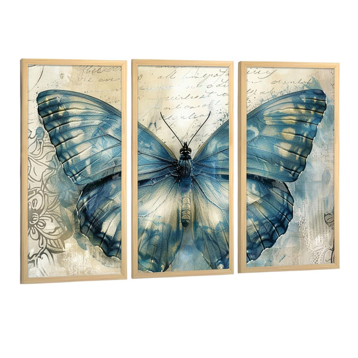 Butterfly Floral Dictionary Wall Art Painting for Home and Office Decoration, Wall Art Print (Set of 3, 8x18 Inch)