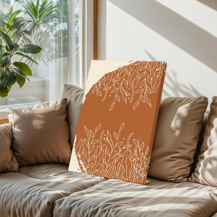 Abstract Coral Pattern Stretched Canvas Wall Art Modern Boho Illustration Painting for Home & Office Wall Decor, (16x22 Inch)