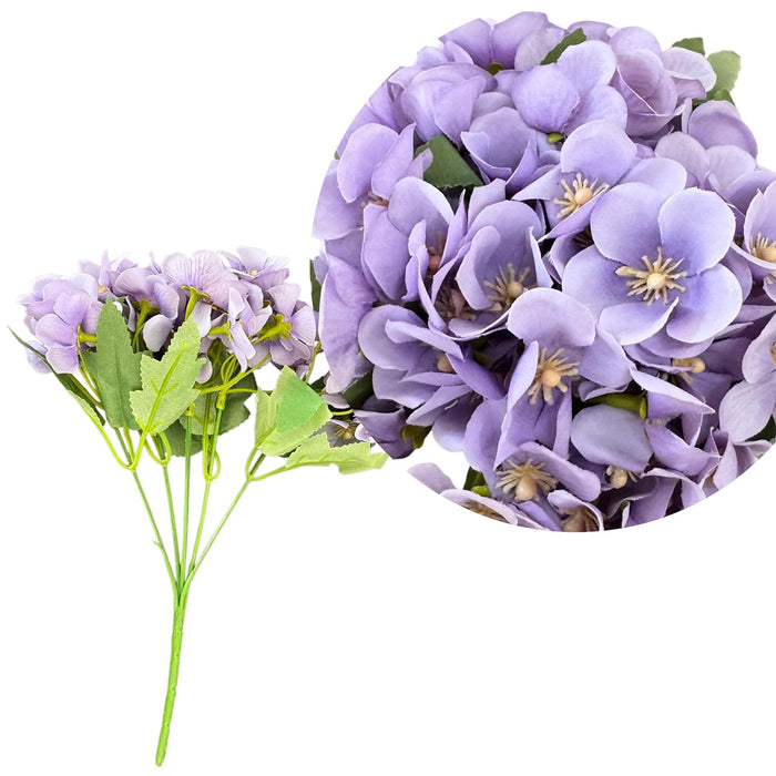 Bouquet Hydrangea Artificial Silk Flowers Bride Hand Bouquet Fake Flowers Bunch. (11 Inch, Set of 2, Purple) (Vase Not Included)