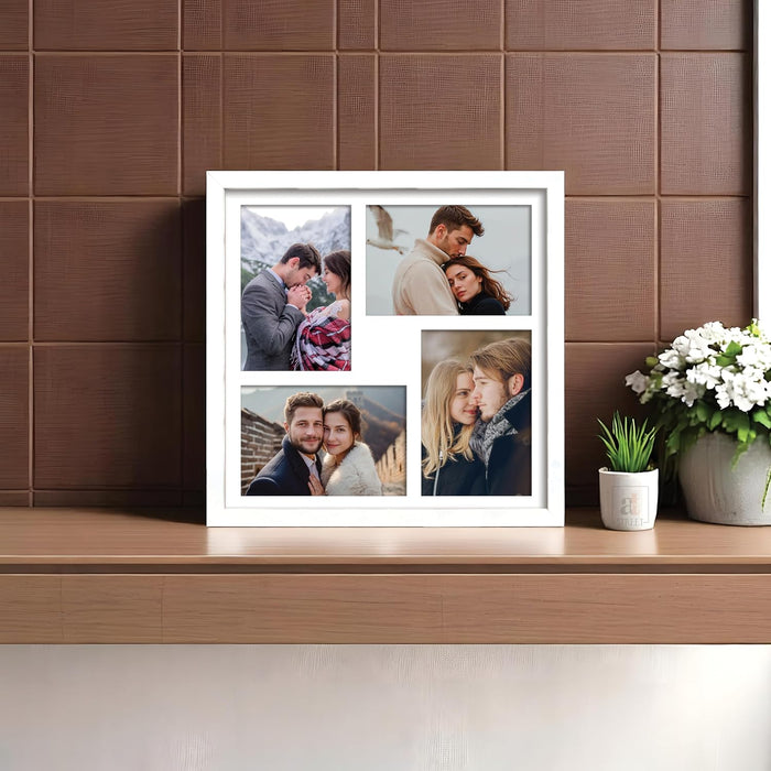 Photo Frame Collage 10x15 cm Photos Display 4 Oppenings Wall Mounting Home Décor Photo-Frame (34x34 cm)