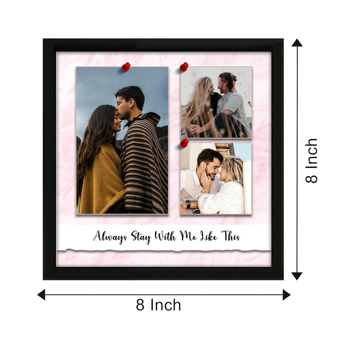 SNAP ART Personalized Gift Collage Photo With Customizable Text Gift for Couples Table Photo Frame With Photo Upload (8x8 Inch, Black)