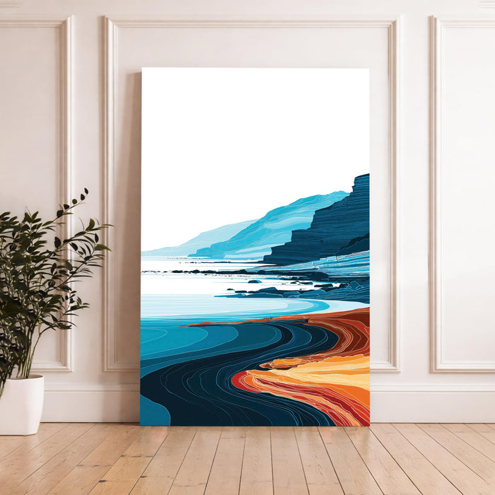 Abstract Seascape Stretched Canvas Painting For Living Room | Ocean Coastal Stretched Canvas Wall Art For Livingroom Home Decor, Bedroom, Hallway's, Office, Hotel - 56x86 cm
