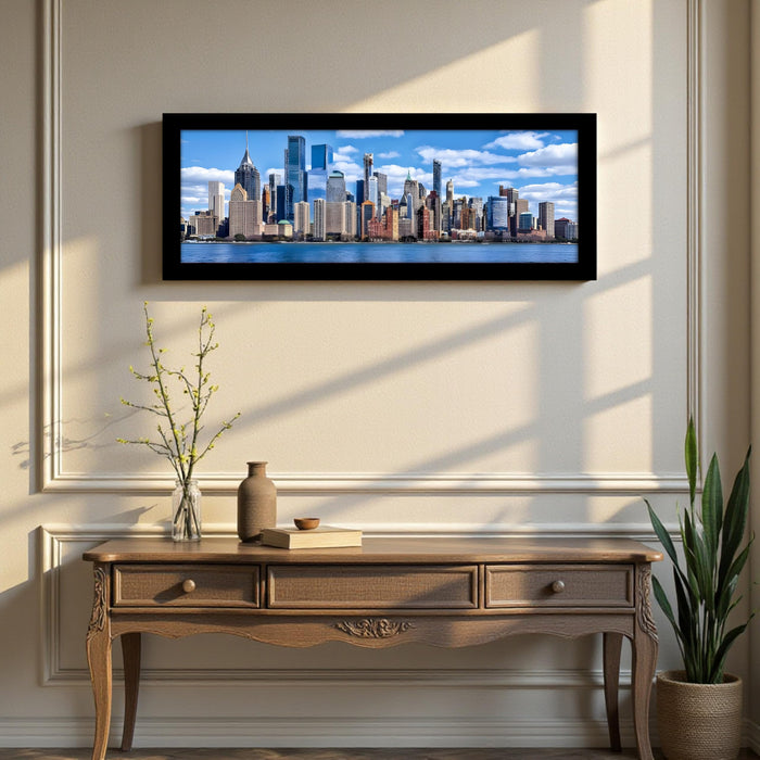 New York City Skyline Sea View Wall Art Framed Luxury Paintings for Home Decoration, Living room, Bedroom and Office Decoration (99x38 CM)