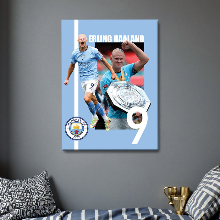 Erling Haaland Wall Art Canvas Painting Poster, Norwegian Football Star Sports Wall Decor for Living Room, Bedroom, Office & Football Lovers, and Home & Office Decor, 16 x 22 Inch