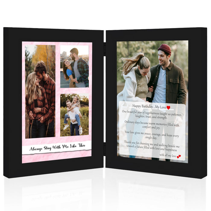 Art Street Customized Folding Table Stand Photo Frame for Valentine Love Gift, Couples Anniversary, Birthday| Personalized Book Style Frame for Two 5x7 In Pictures