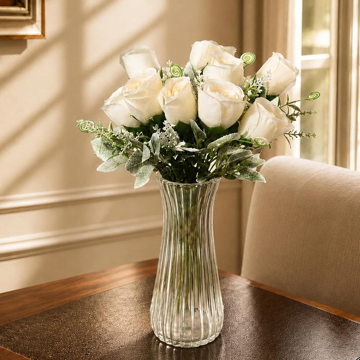 Art Street Artificial White Rose Flowers Bouquet for ' S Day, Rose Flowers Bunch