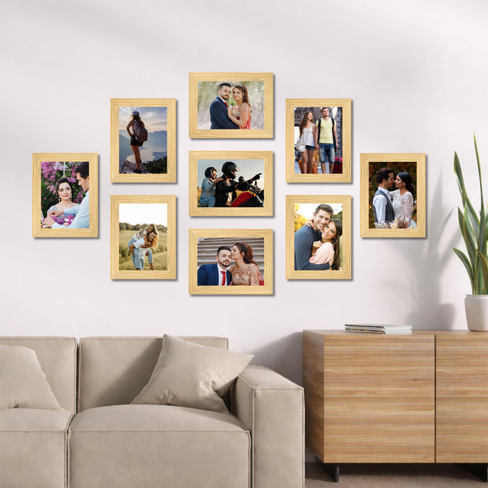 Art Street Family Photo Frame Set of 9 for Wall Decor, Wooden Finish Collage Picture Frames for Living Room, Bedroom & Home Decoration, Multi-Size Wall Hanging Gallery Frame Set, (Size, 6x8 Inch)