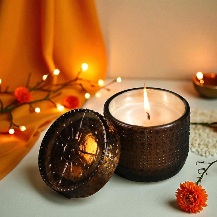 Oudh Scented Soy Wax Glass Votive Candle for Diwali Gifting | Glass Jar, Premium Collection Candle (Oudh)