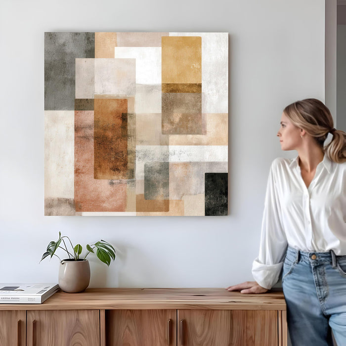 Modern Abstract Stretched Canvas Wall Art Painting For Living Room, Large Minimalist Poster on Stretched Canvas for Living Room, Office & Bedroom Decor (56xx56 cm)
