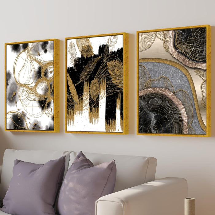 Blue Australian Canvas Painting For Home Décor (17x23 Inch, Set Of 3)